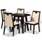 Baxton Studio Ryan Beige Upholstered and Dark Brown Finished Wood 5-Piece Dining Set 169-8033-10896 - alternate 4